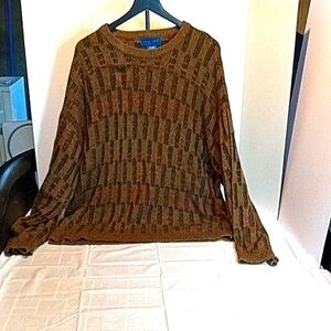 Towncraft 2xl/2xg Brown Crewneck Slouchy Baggy Classy Sweater Textured Knit